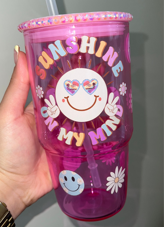 20oz Pink Sunshine on my Mind Premade