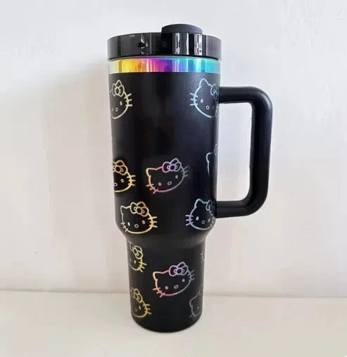 MINISO Hello Kitty Handle Straw Lid Stainless Steel 40oz Vacuum Insulated Car Mug Double Wall Thermal Iced Travel Cup