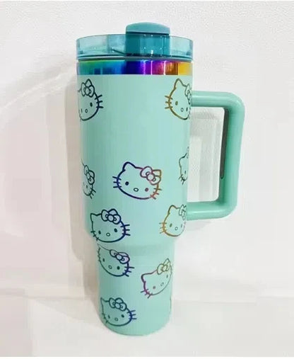 MINISO Hello Kitty Handle Straw Lid Stainless Steel 40oz Vacuum Insulated Car Mug Double Wall Thermal Iced Travel Cup