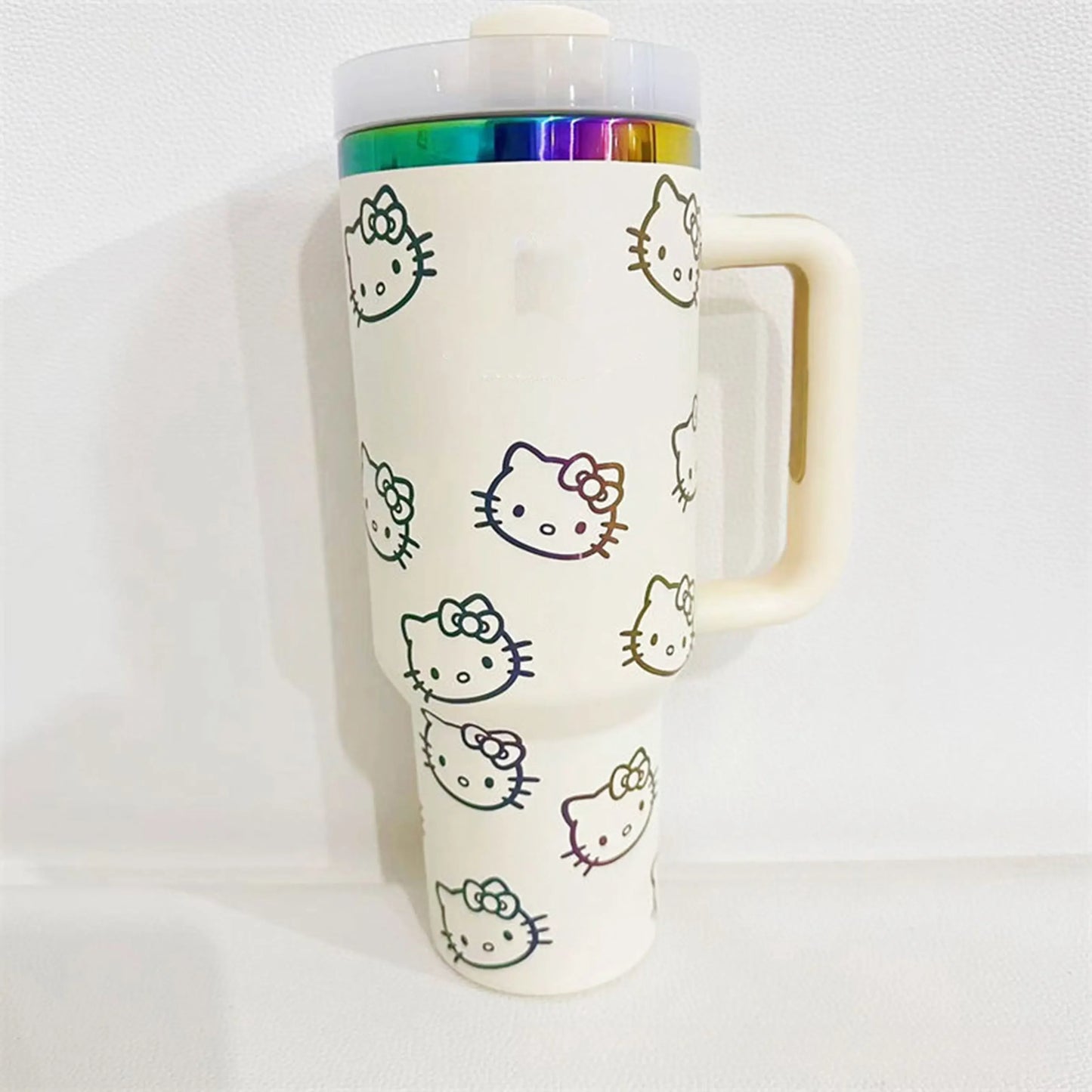 MINISO Hello Kitty Handle Straw Lid Stainless Steel 40oz Vacuum Insulated Car Mug Double Wall Thermal Iced Travel Cup