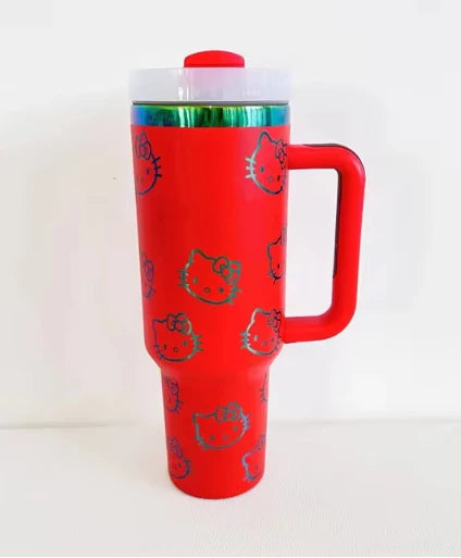 MINISO Hello Kitty Handle Straw Lid Stainless Steel 40oz Vacuum Insulated Car Mug Double Wall Thermal Iced Travel Cup