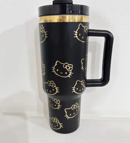 MINISO Hello Kitty Handle Straw Lid Stainless Steel 40oz Vacuum Insulated Car Mug Double Wall Thermal Iced Travel Cup